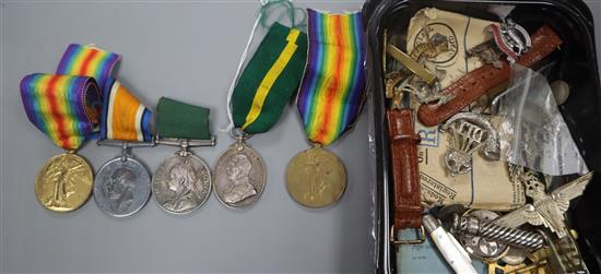 A group of assorted medals, coins etc.